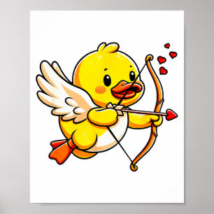 Poster Saint-Valentin Canard Cupidon Cœur Amant Drôle Gar