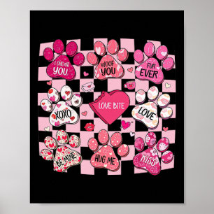 Poster Saint-Valentin Chien, Cœur de Patte de Chien, Conv