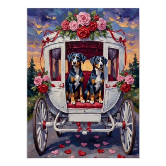 Poster Saint-Valentin Chien Heeler Bleu (Devant)