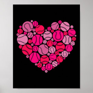 Poster Saint Valentin Coeur Amour Baseball Hommes Femmes