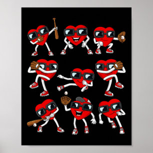 Poster Saint-Valentin Cœur Baseball Batteur Lanceur Amuse