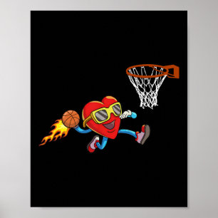 Poster Saint Valentin Coeur Dunking Basketball Garçons Fi