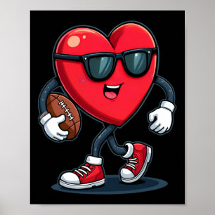 Poster Saint Valentin Coeur Football Garçons Filles Enfan