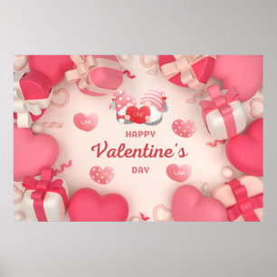 Poster Saint Valentin Coeurs, cadeaux et cadeaux