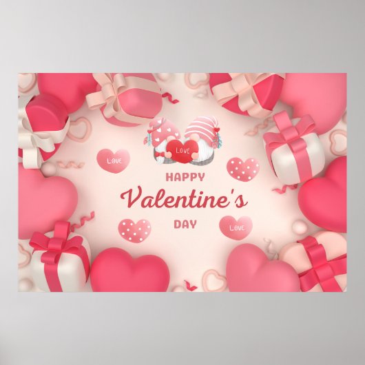 Poster Saint Valentin Coeurs, cadeaux et cadeaux (Devant)