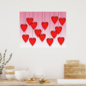 Poster Saint Valentin Coeurs suspendus (Cuisine)