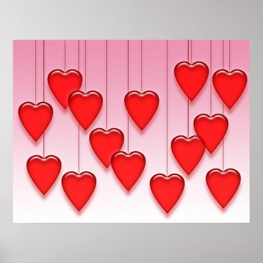 Poster Saint Valentin Coeurs suspendus (Devant)