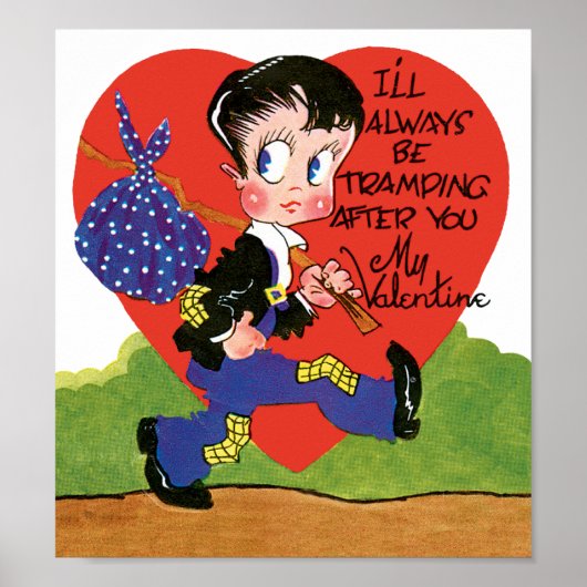 Poster Saint Valentin Cute Vintage, Coeur de Clochard (Devant)
