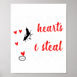 Poster Saint-Valentin de hockey volant des cœurs comme je