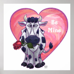 Poster Saint Valentin de la vache