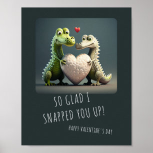 Poster Saint-Valentin Drôle Alligator Crocodile Couple