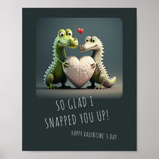 Poster Saint-Valentin Drôle Alligator Crocodile Couple (Devant)