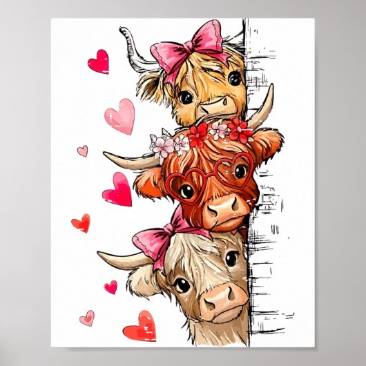 Poster Saint-Valentin drôle Amateur de Vache des Highland (Devant)