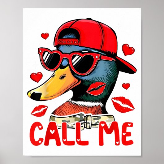 Poster Saint Valentin drôle Appelez-Moi Chasse au Canard (Devant)