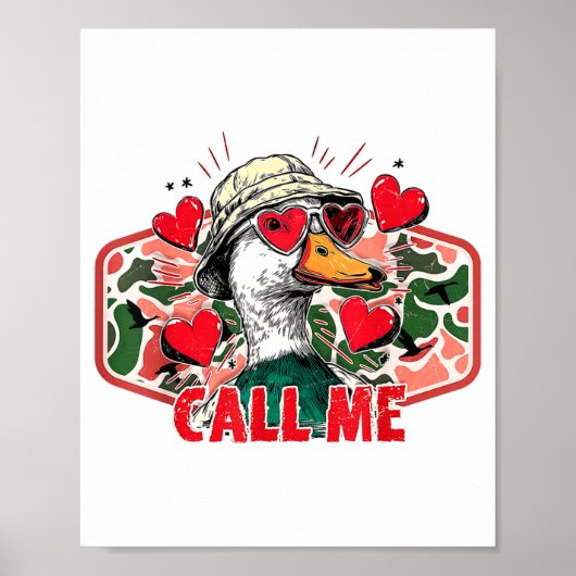 Poster Saint Valentin drôle Appelez-moi Chasse au Canard (Devant)