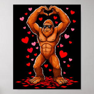 Poster Saint-Valentin drôle Bigfoot Cœur Célibataires Sas