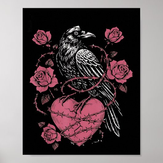Poster Saint Valentin drôle F-caw-f oiseau noir (Devant)