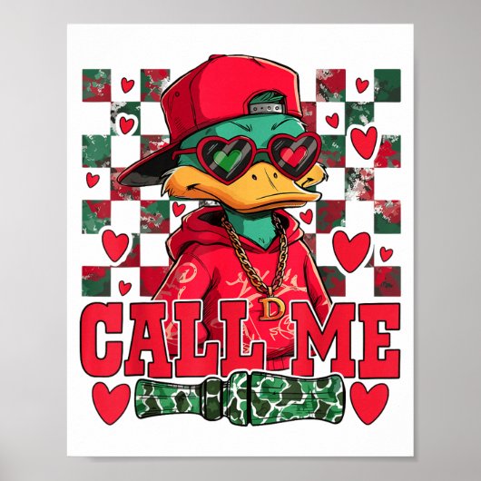 Poster Saint Valentin drôle garçon chasse au canard Appel (Devant)