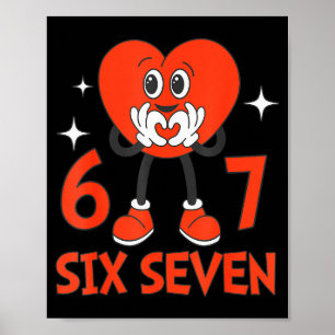 Poster Saint-Valentin drôle Six Sept Cœurs 6 7 Mème Garço