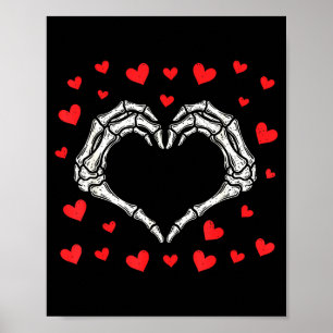 Poster Saint-Valentin Drôle Squelette Mains Cœur Garçons