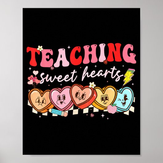 Poster Saint-Valentin Enseignement Cœurs doux Enseignant (Devant)
