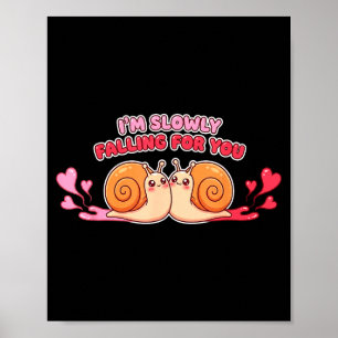 Poster Saint-Valentin Escargot Drôle Tombe Lentement Pour
