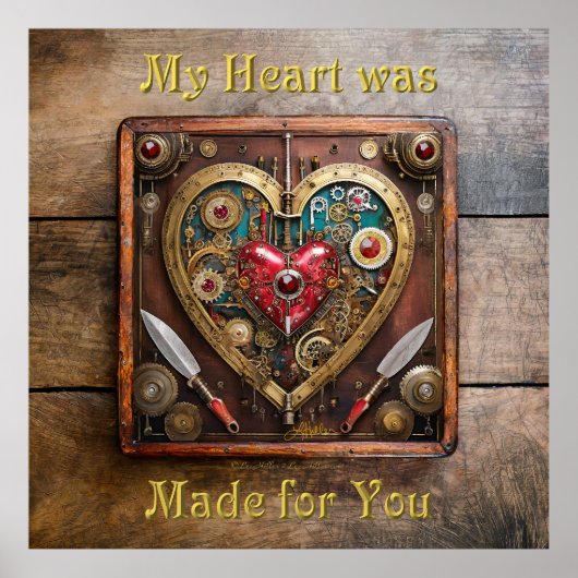 Poster Saint-Valentin Guerrier Steampunk Rubis Et Poignar (Devant)