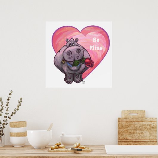 Poster Saint-Valentin Hippopotame (Cuisine)