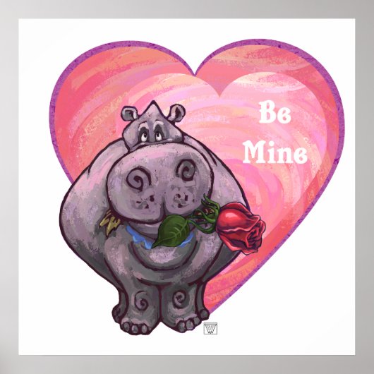 Poster Saint-Valentin Hippopotame (Devant)