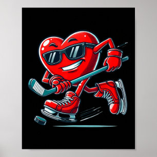 Poster Saint-Valentin Hockey sur glace Funny cœur rouge a