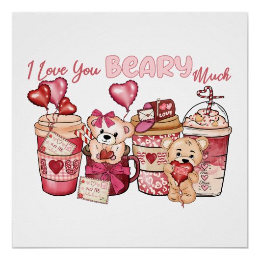 Poster Saint-Valentin Je T'Aime Beary Much (Devant)
