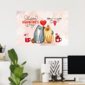 Poster Saint Valentin mignon romantique Chat Couple (Bureau à domicile)