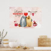 Poster Saint Valentin mignon romantique Chat Couple (Cuisine)