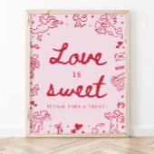 Poster Saint-Valentin Moderne Dessinée à la Main Rose L'A