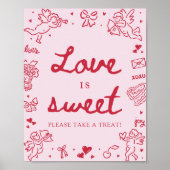 Poster Saint-Valentin Moderne Dessinée à la Main Rose L'A (Devant)