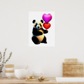 Poster Saint Valentin, Panda & Heart Balloon, Saint Valen (Cuisine)