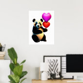 Poster Saint Valentin, Panda & Heart Balloon, Saint Valen (Bureau à domicile)