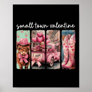 Poster Saint-Valentin Rétro de Petite Ville Vache Mignonn