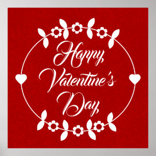 Poster Saint-Valentin Rouge Et Blanc
