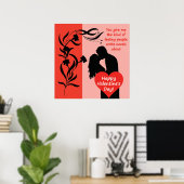 Poster Saint Valentin sentant couple de fleurs embrasser  (Bureau à domicile)