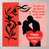 Poster Saint Valentin sentant couple de fleurs embrasser  (Devant)