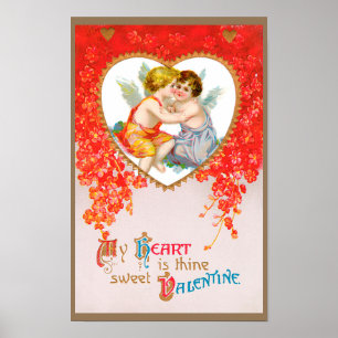 Poster Saint-Valentin victorien vintage, Chérubins dans u