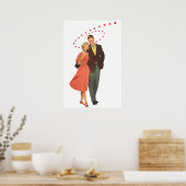 Poster Saint Valentin vintage, Coeurs Romantiques Floatin (Cuisine)