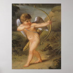 Poster Saint-Valentin vintage, Cupidon avec arc et flèche