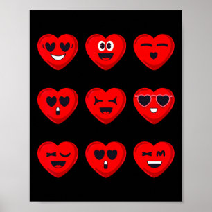 Poster Saint-Valentin Visages Idiots Coeurs Drôles Adoles