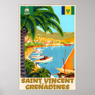 Poster Saint-Vincent-et-les-Grenadines Voyage aux Caraïbe
