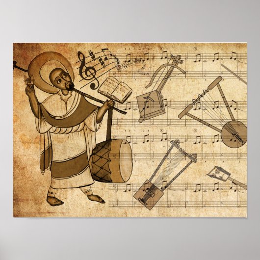 Poster Saint Yared et les instruments de musique éthiopie (Devant)