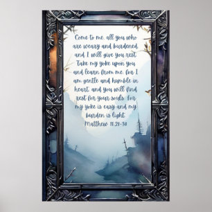 Poster Sainte Bible chrétienne Verse Matthieu 11:28-30