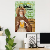 Poster Sainte Brigitte d'Irlande et son tonneau de bière (Bureau à domicile)