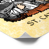 Poster Sainte Catherine de Sienne avec Coeur Crucifix (Coin)